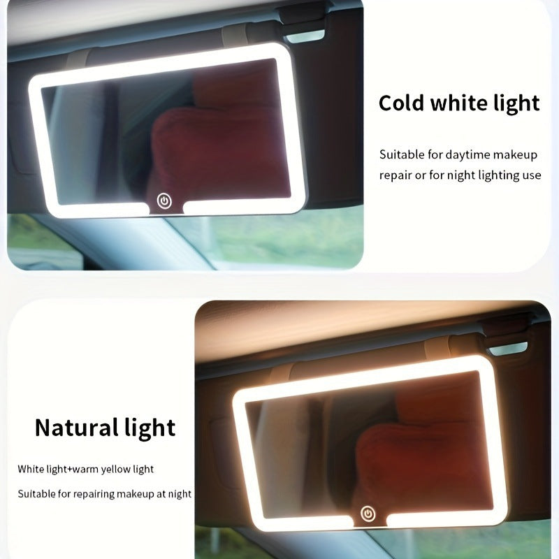 Espejo de tocador LED ajustable para coche con clip de visera solar