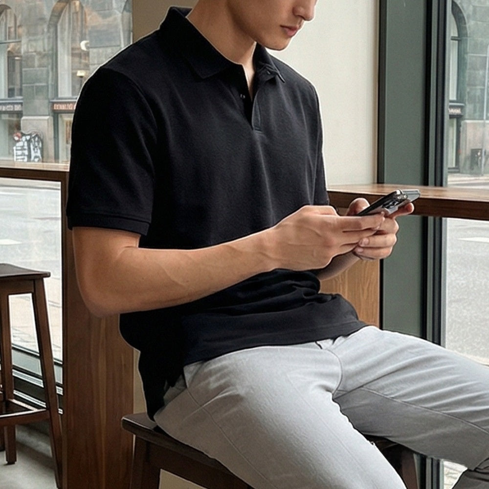 Polo de manga corta de mezcla de algodón para hombre