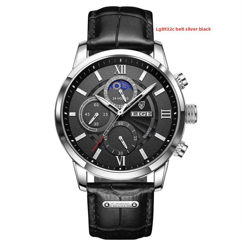 Reloj de cuarzo para hombre de acero inoxidable impermeable luminoso
