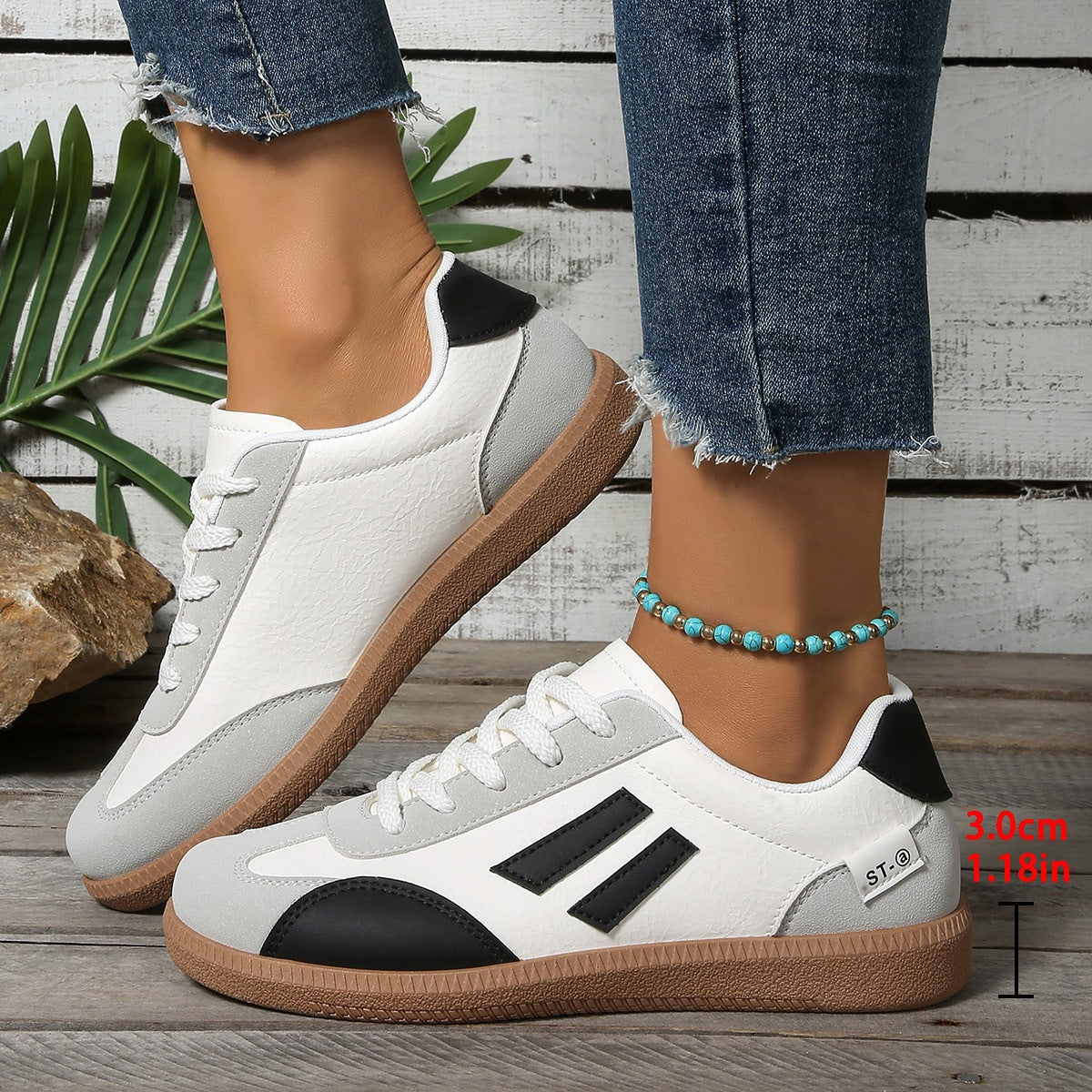 Zapatos deportivos planos retro para mujer