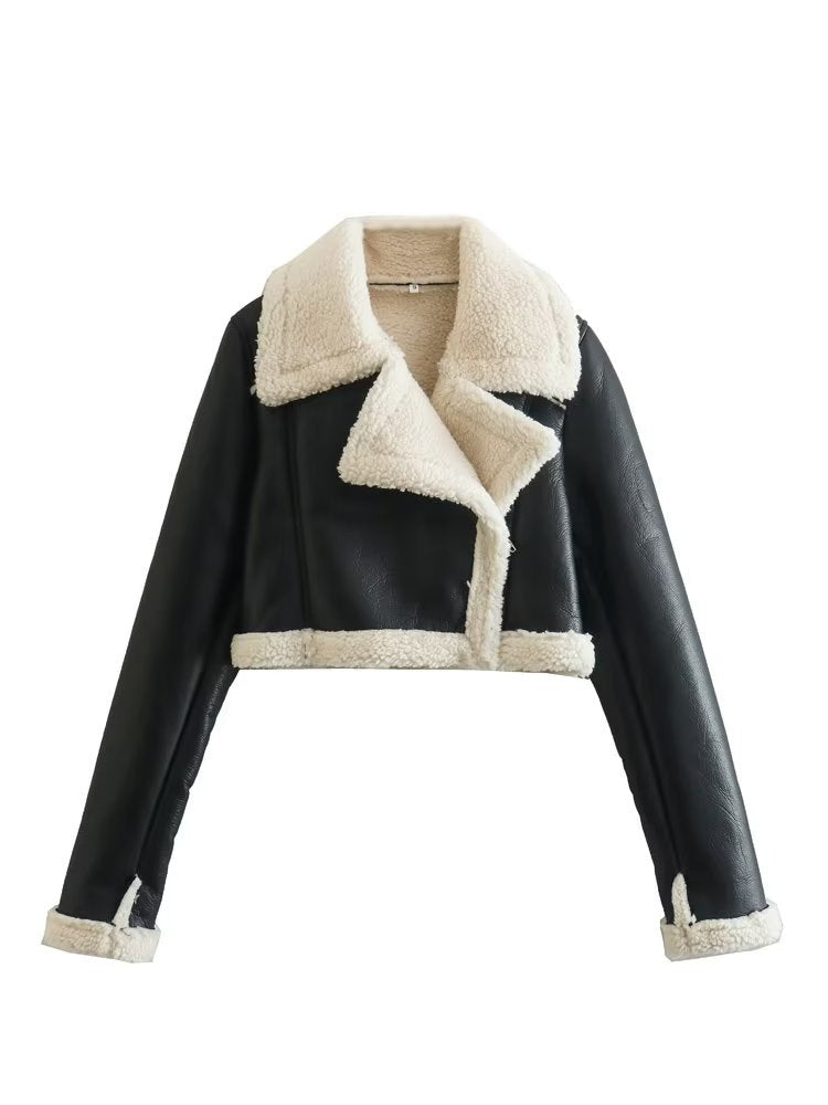 Chaqueta de moto corta para mujer