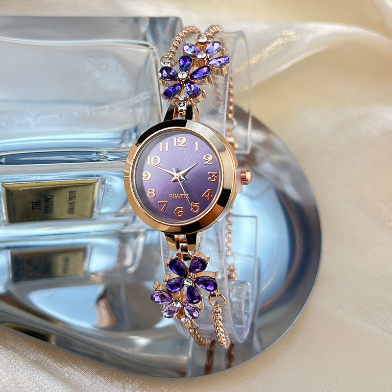 Reloj de pulsera extraíble de flor de diamante