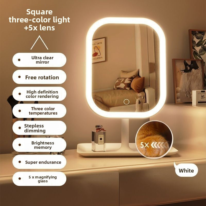 Espejo de maquillaje inteligente con luces LED