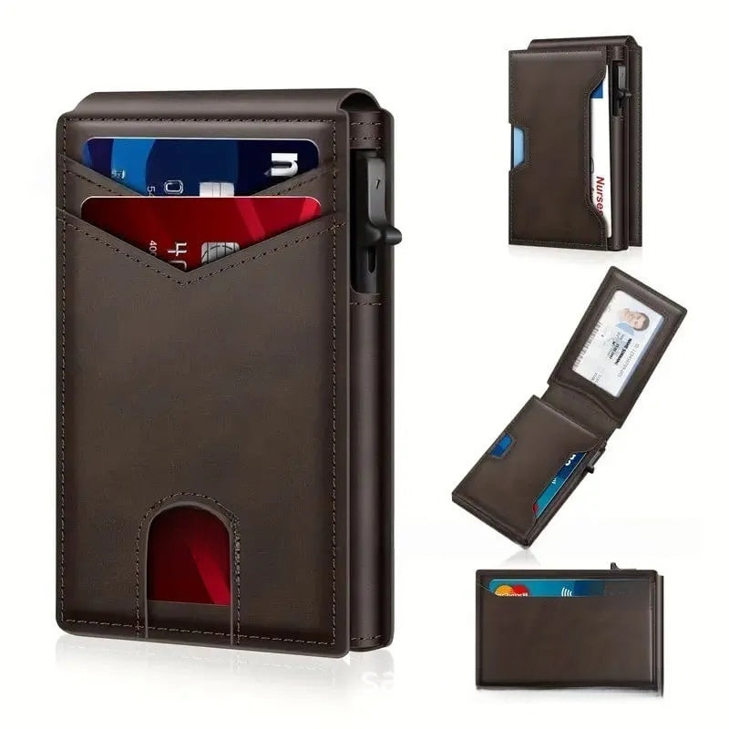 Portatarjetas plegables de aleación de aluminio antidesagusante RFID