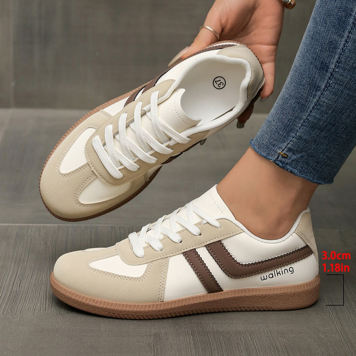 Zapatos deportivos planos retro para mujer