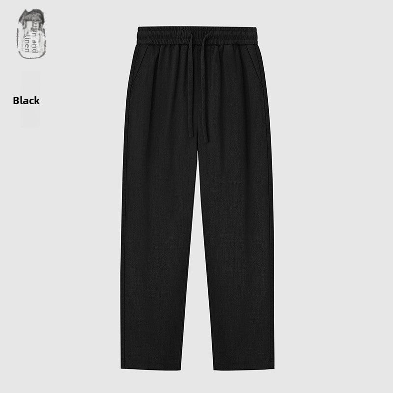 Pantalones casuales de lino de pierna recta para hombre