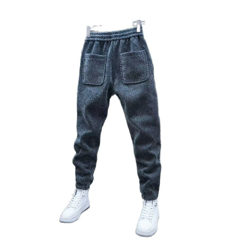 Pantalones casuales de corte holgado a rayas