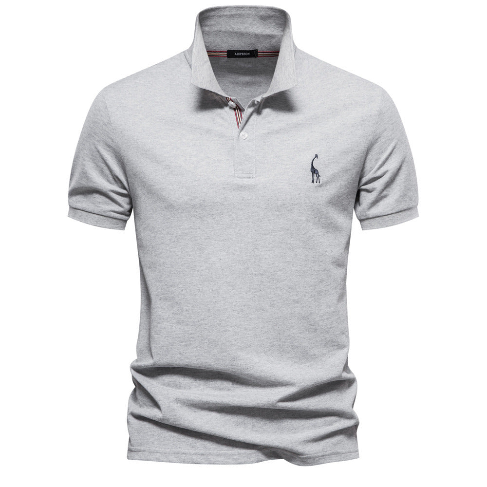 Camiseta básica de algodón con estampado de ciervo de color sólido para hombre