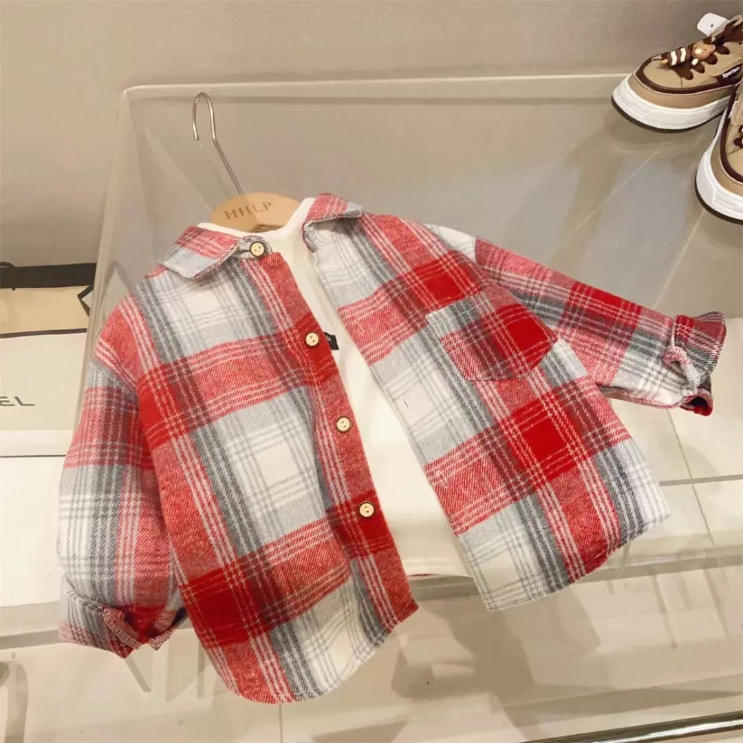 Camisas de solapa para niños con patrones de rayas y cuadrículas