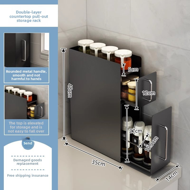 Double Layer Pull Out Kitchen Storage Rack