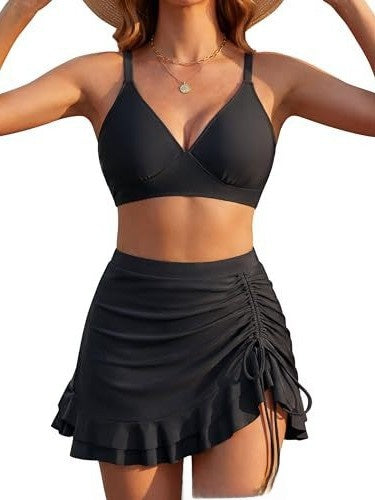 Traje de baño de bikini sin espalda con V profunda