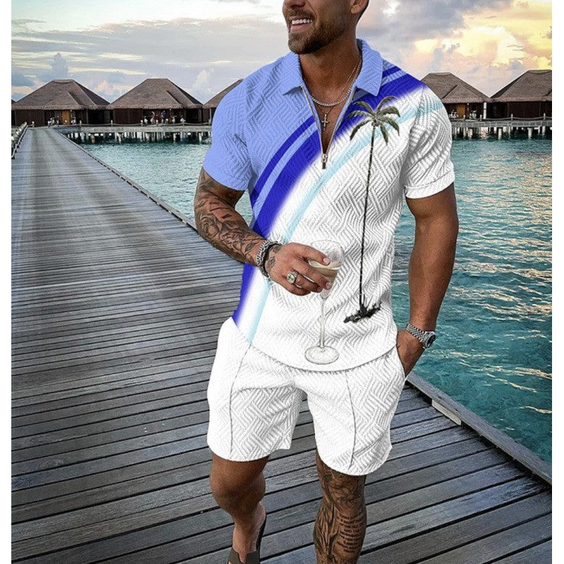 Conjunto de camisa y pantalones cortos de manga corta para hombre