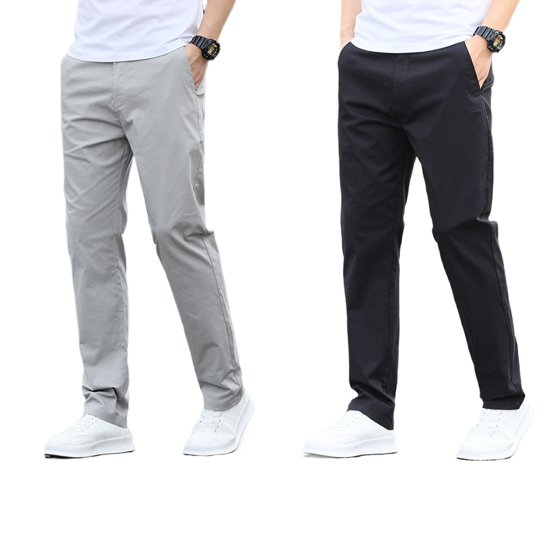 Men's Casual Cotton Stretch Straight-Leg Pants
