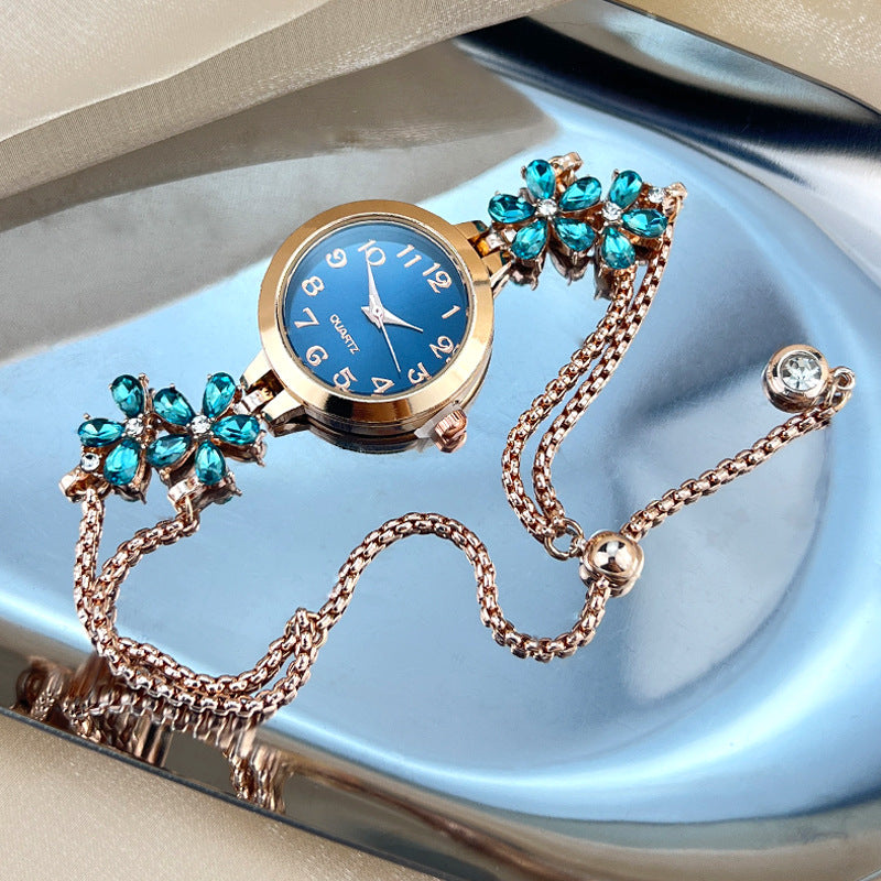 Reloj de pulsera extraíble de flor de diamante