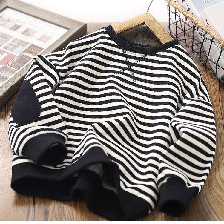 Sudadera de rayas para niños con forro polar y jersey