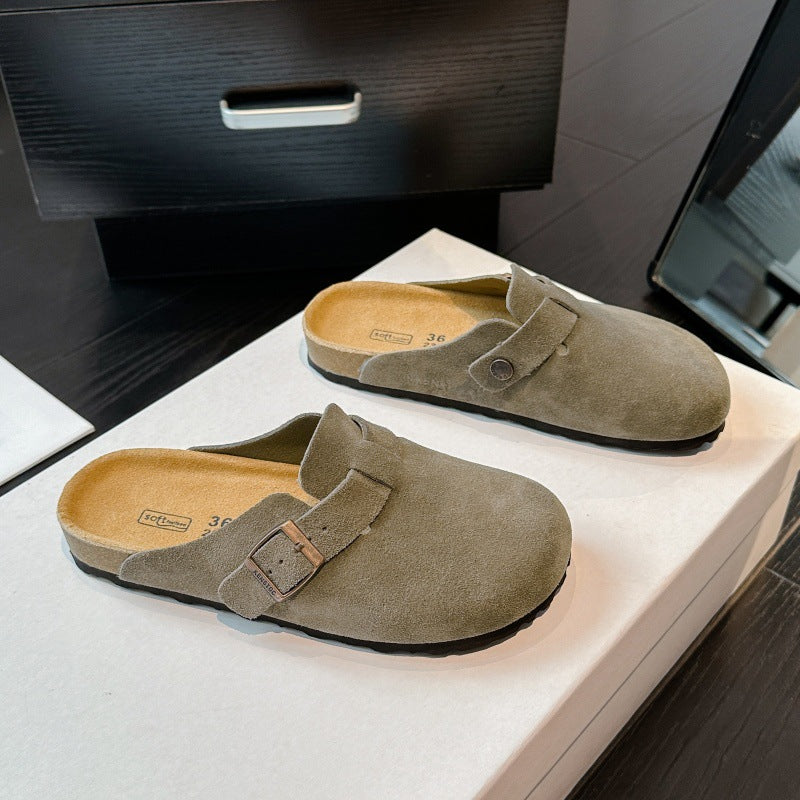 Zapatos sin cordones de cuero genuino para la cama de corcho