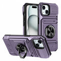 Funda magnética para teléfono con ranura para tarjeta y soporte para anillo