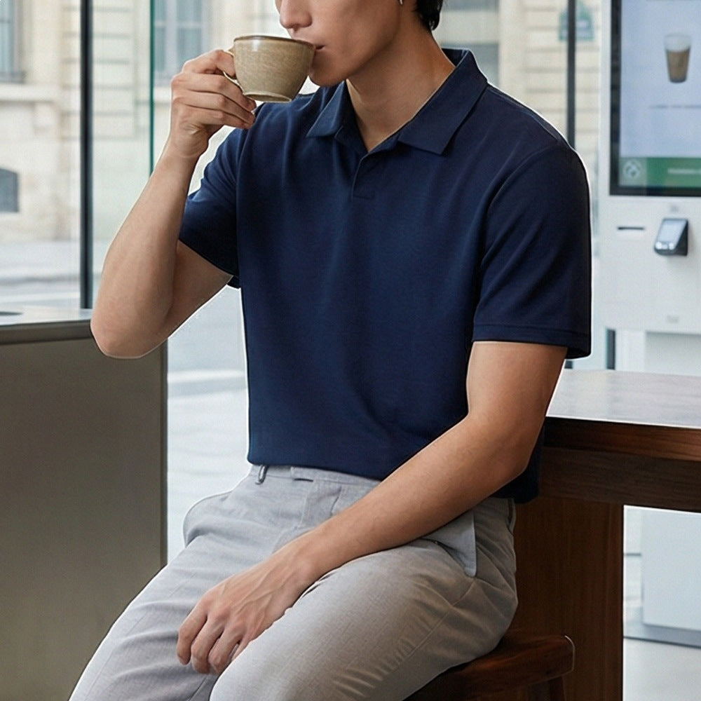 Polo de manga corta de mezcla de algodón para hombre