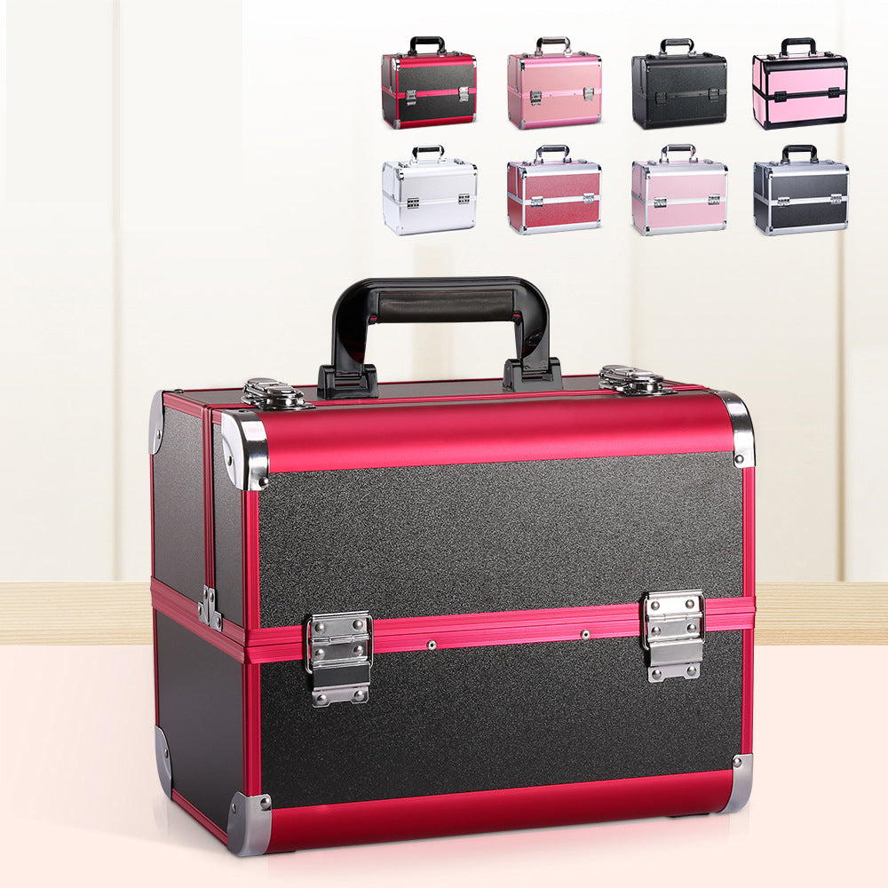 Caja de almacenamiento de maquillaje profesional de aleación de aluminio para herramientas de belleza