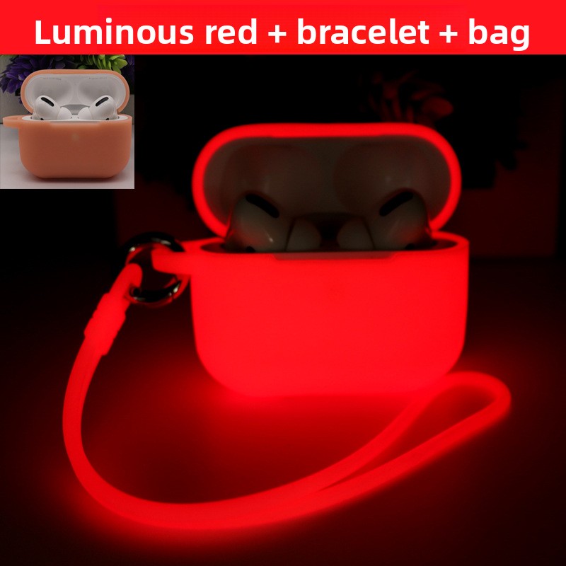 Funda de silicona brillante para AirPods con cordón