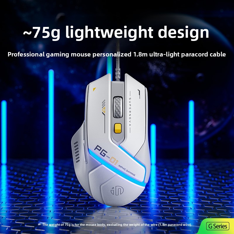 Ratón para juegos con cable Inphic PG1 con iluminación RGB