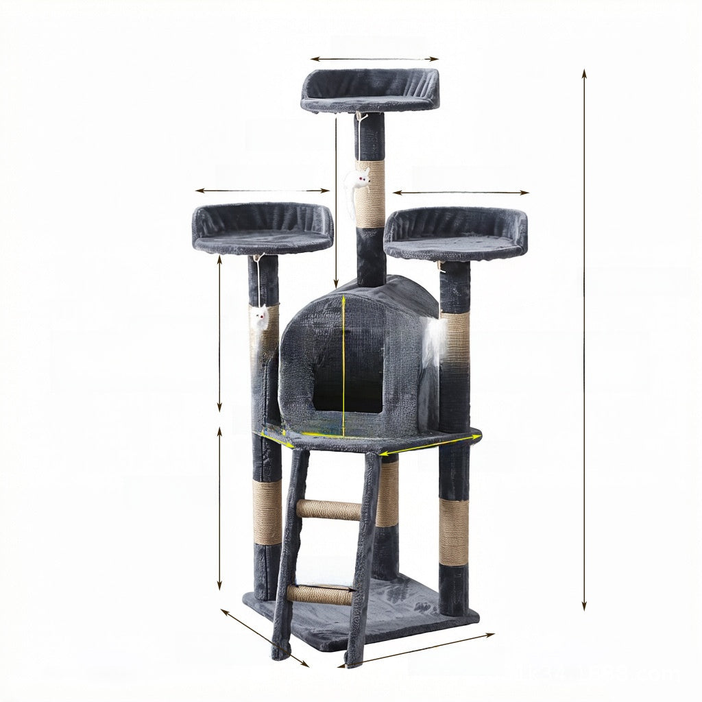 Torre de escalada multifuncional para gatos y cama para gatos