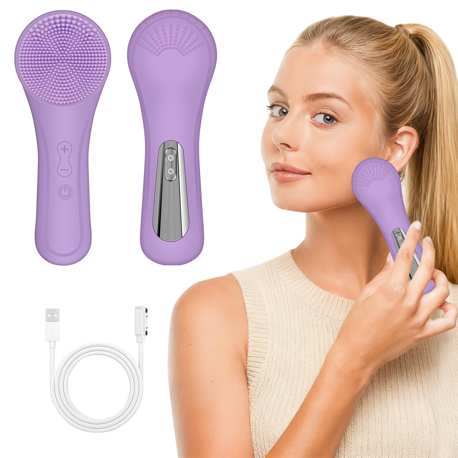 Dispositivo eléctrico de limpieza facial con masaje de vibración