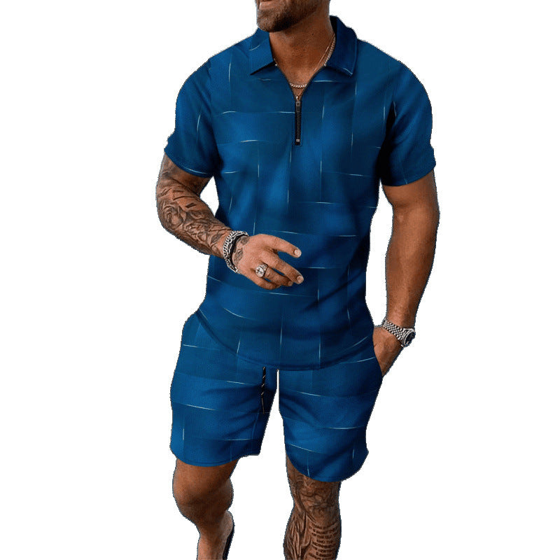 Conjunto de camisa y pantalones cortos de manga corta para hombre