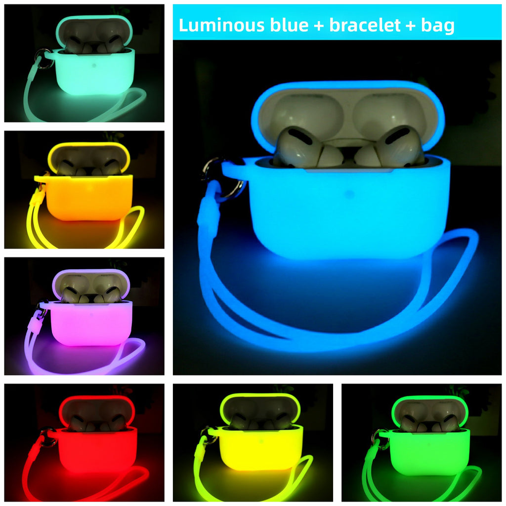 Funda de silicona brillante para AirPods con cordón