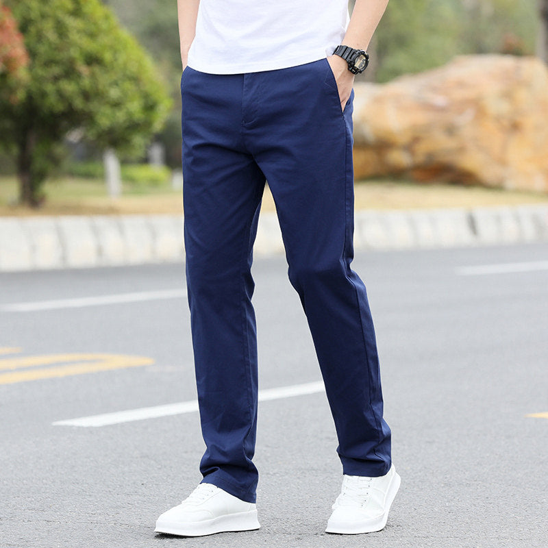 Men's Casual Cotton Stretch Straight-Leg Pants