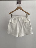 Pantalones cortos de pierna ancha de cintura alta de mezclilla de cintura alta para mujer