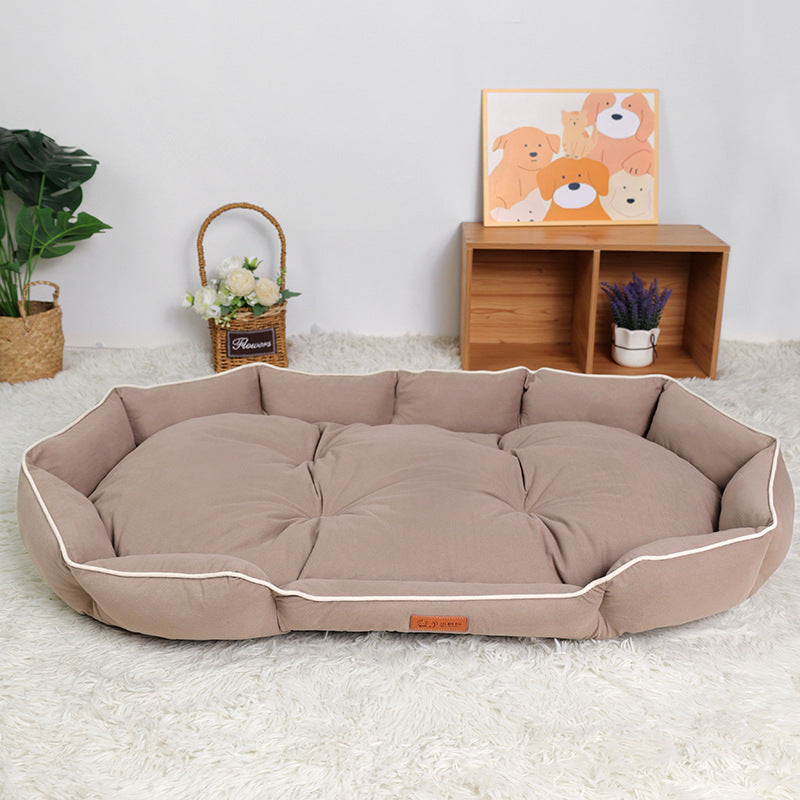 Cama ovalada de gamuza para perros