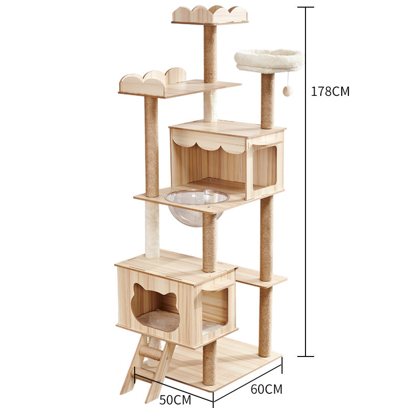 Torre para gatos con postes rascadores y cama