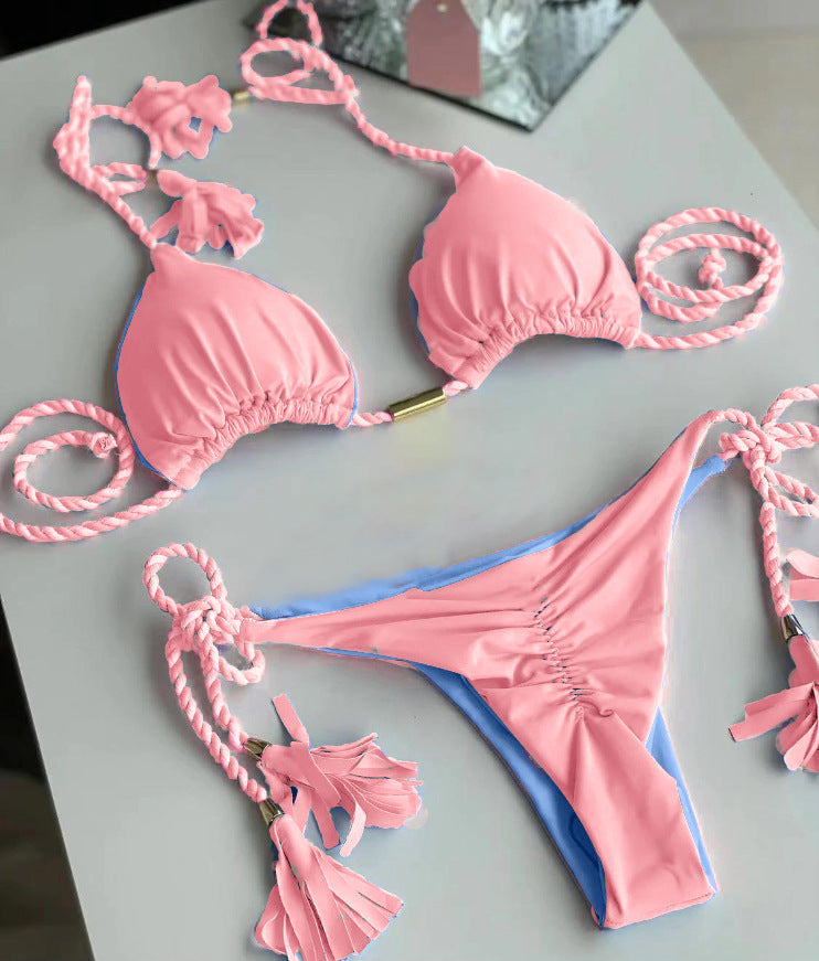 New Sexy Vacation Bikini, Hot Spring Two-Piece Solid Color Swimsuit