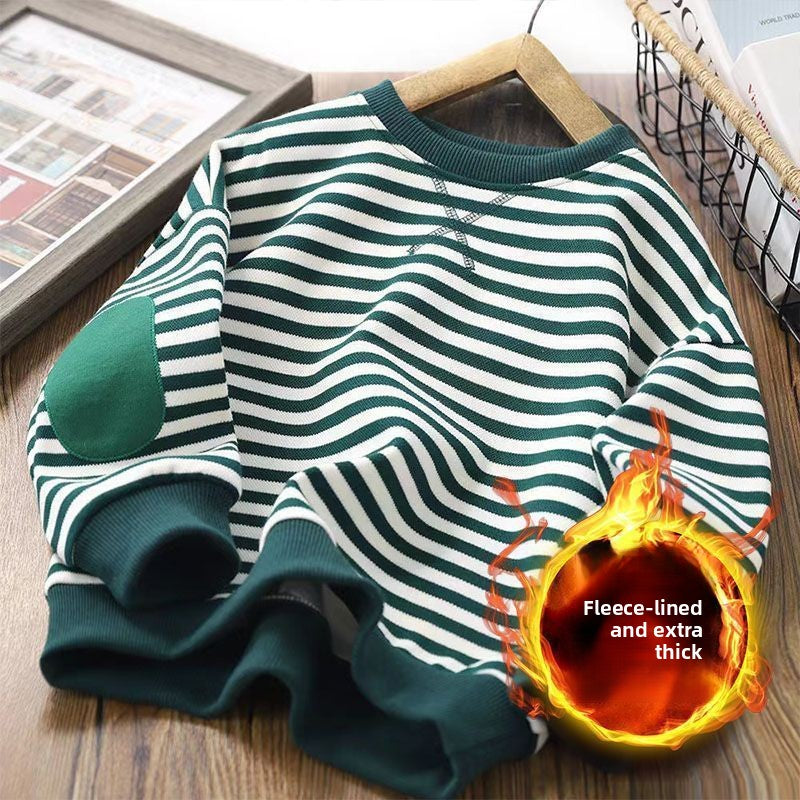 Sudadera de rayas para niños con forro polar y jersey