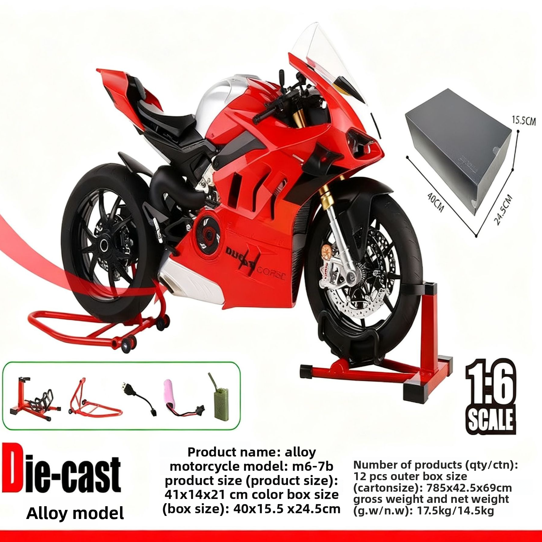 Modelo de motocicleta de aleación Ducati V4R