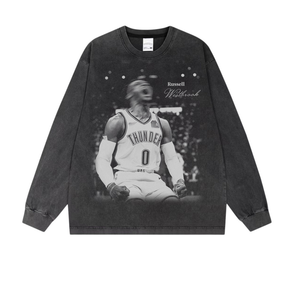 Camiseta de algodón extragrande con estampado de baloncesto retro