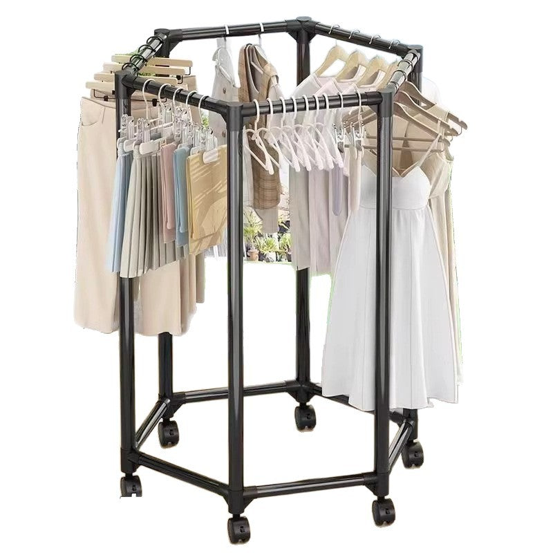 Rotating Hexagonal Clothes Drying Rack with Wheels
