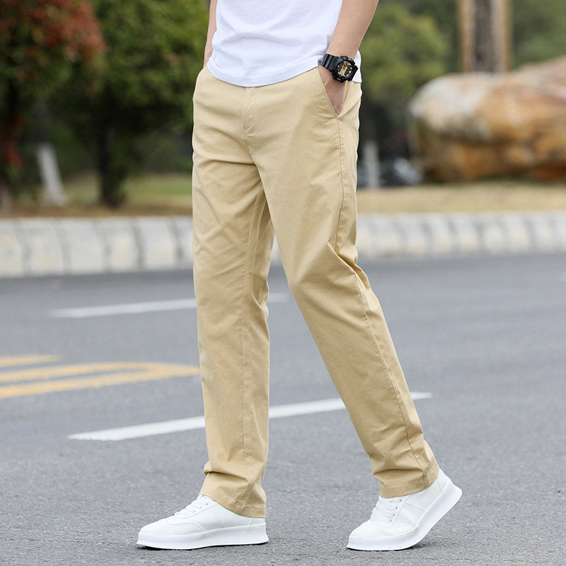 Men's Casual Cotton Stretch Straight-Leg Pants