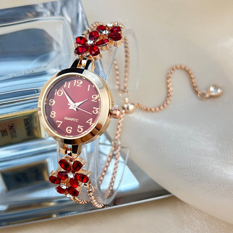 Reloj de pulsera extraíble de flor de diamante