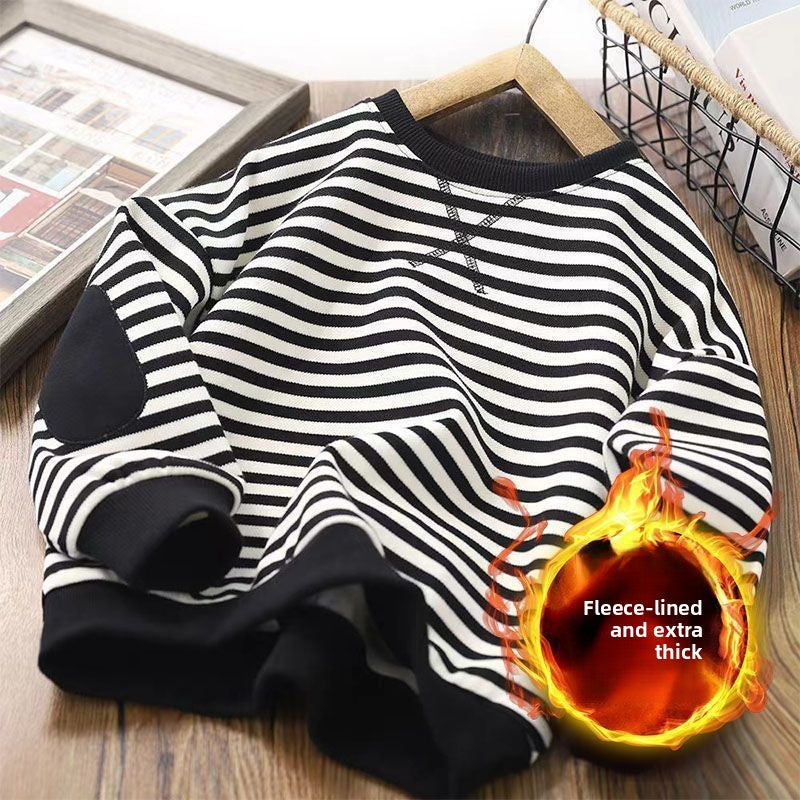 Sudadera de rayas para niños con forro polar y jersey