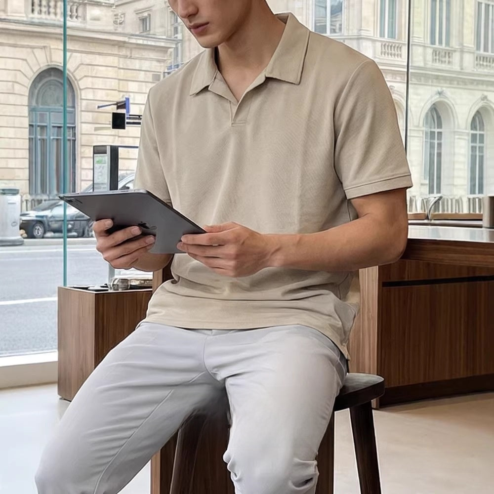 Polo de manga corta de mezcla de algodón para hombre