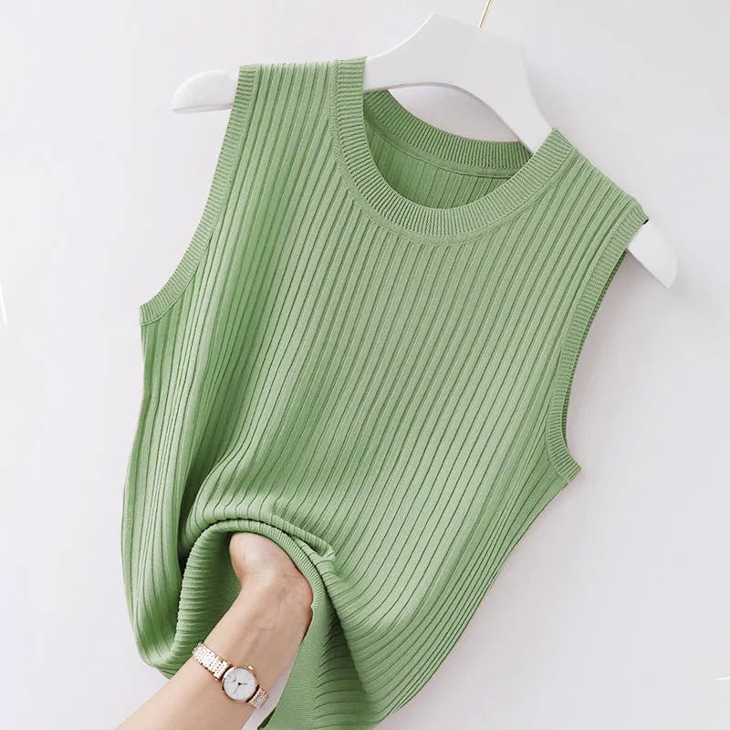Round Neck Knitted Vest for Women