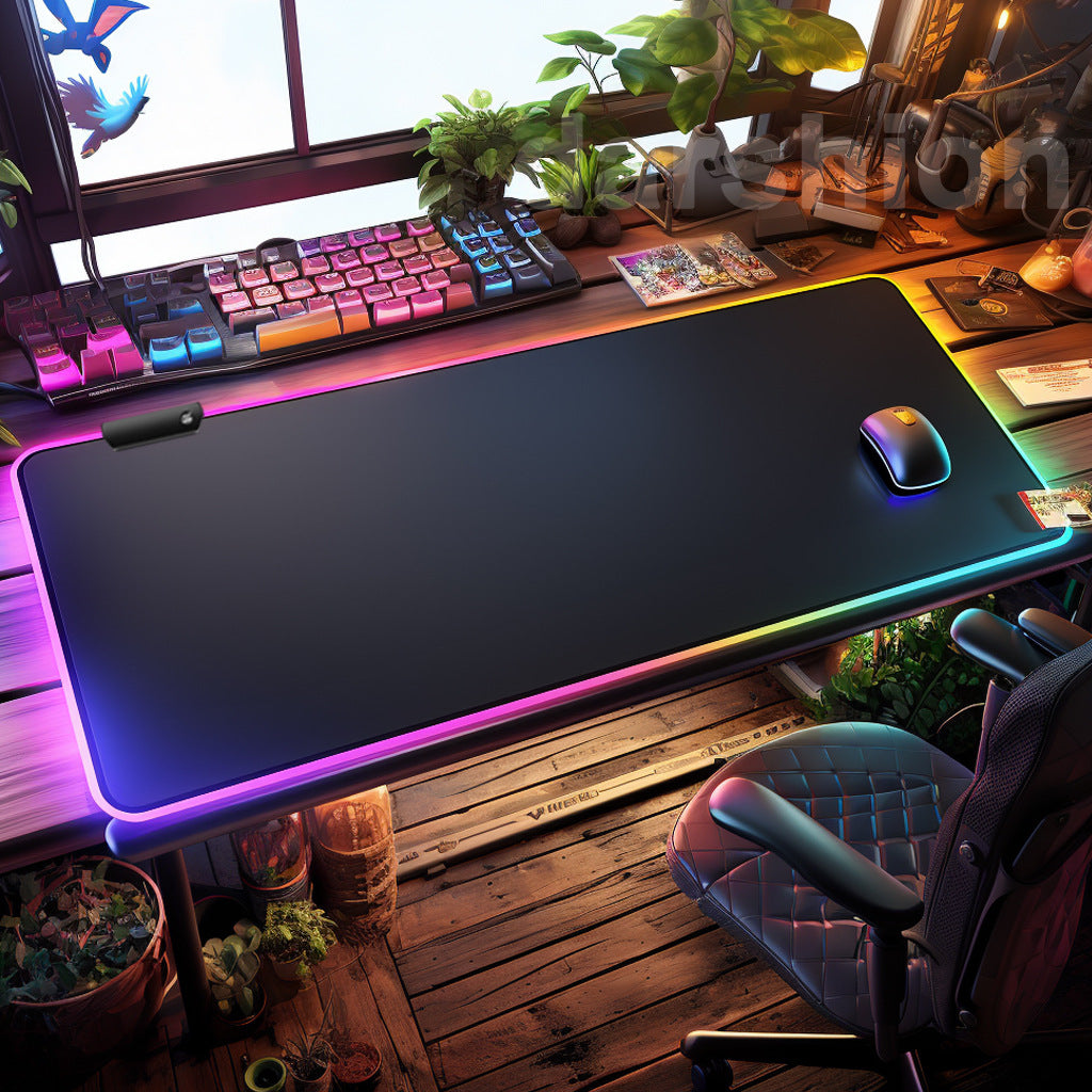 Alfombrilla de ratón para juegos iluminada por RGB con base antideslizante