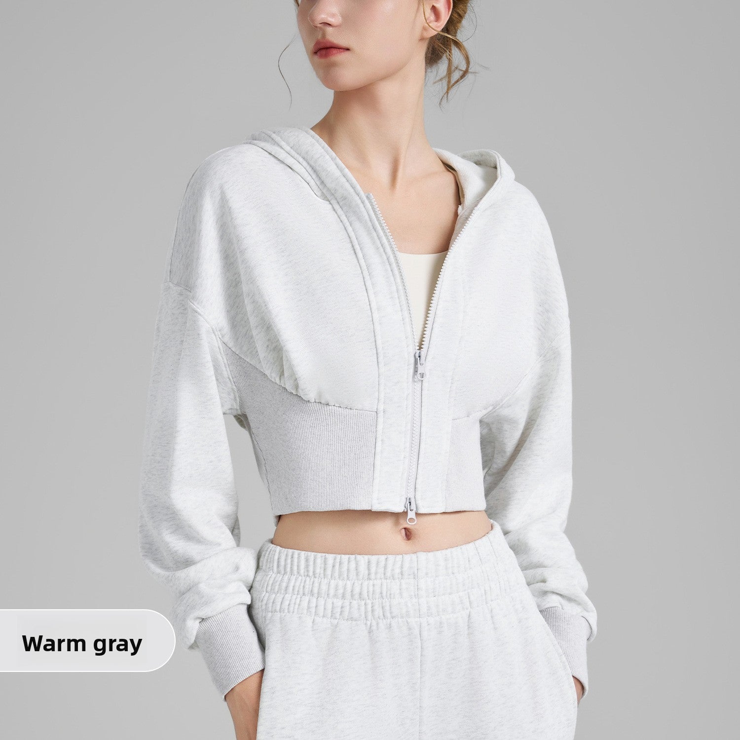 Hooded Yoga Fitness Top with Double Zipper