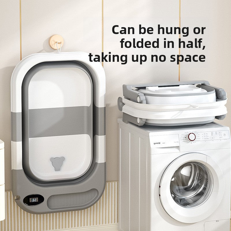 Bañera para bebés recién nacidos con sensor de temperatura y diseño plegable