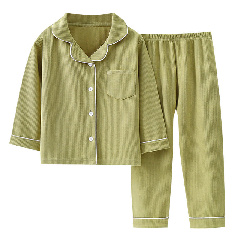 Conjunto de pijama de solapa de manga larga para niños