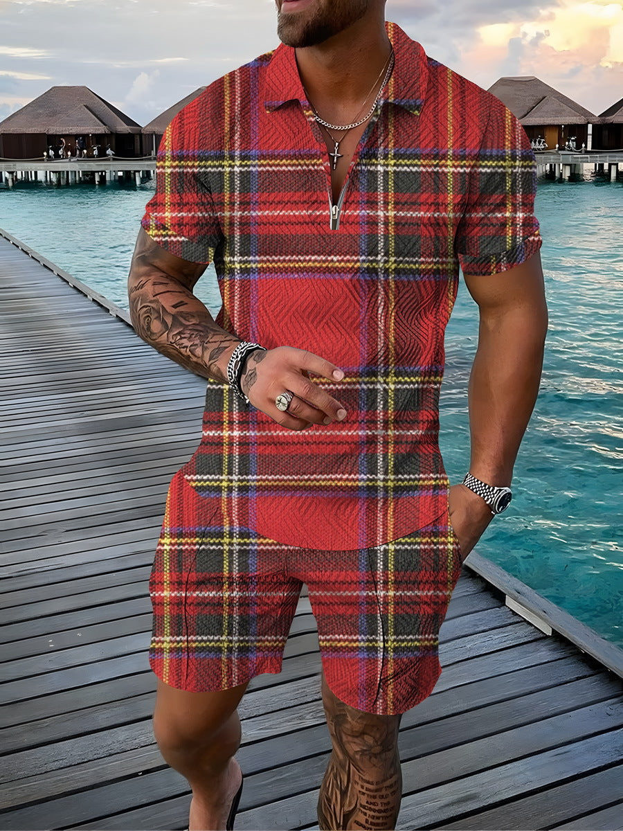 Casual Short Sleeve Shirt and Pants Set
