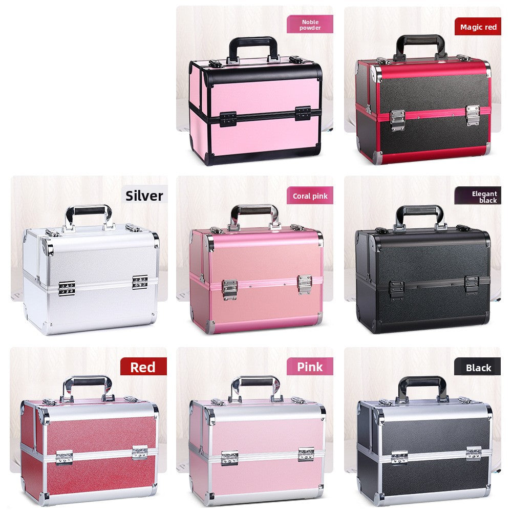 Caja de almacenamiento de maquillaje profesional de aleación de aluminio para herramientas de belleza