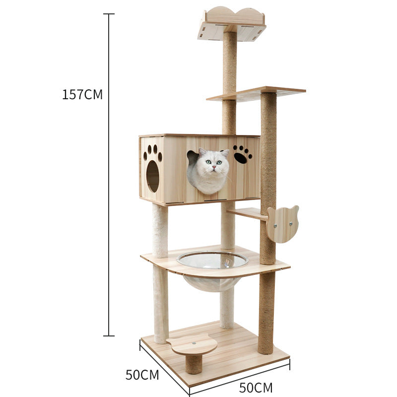 Torre para gatos con postes rascadores y cama